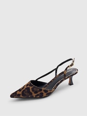 River Island Brown Leopard Print Slingback Court Heels - Image 4 of 5