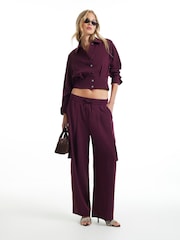 River Island Purple Elastic Utility Barrel Leg Trousers - Image 1 of 4