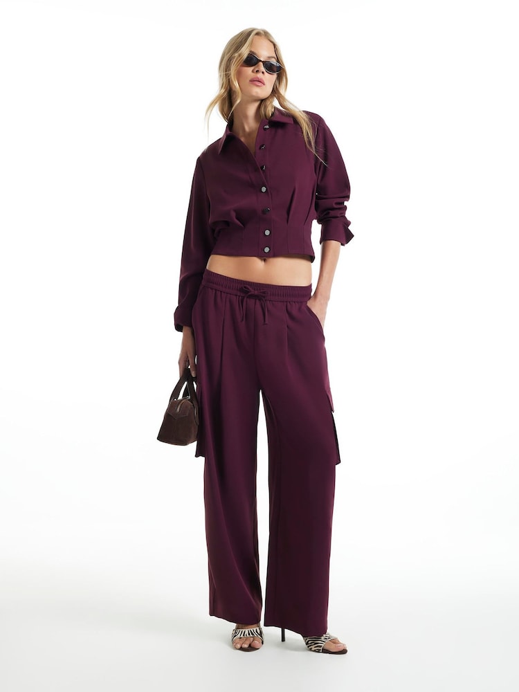 River Island Purple Elastic Utility Barrel Leg Trousers - Image 1 of 4