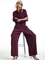 River Island Purple Elastic Utility Barrel Leg Trousers - Image 2 of 4