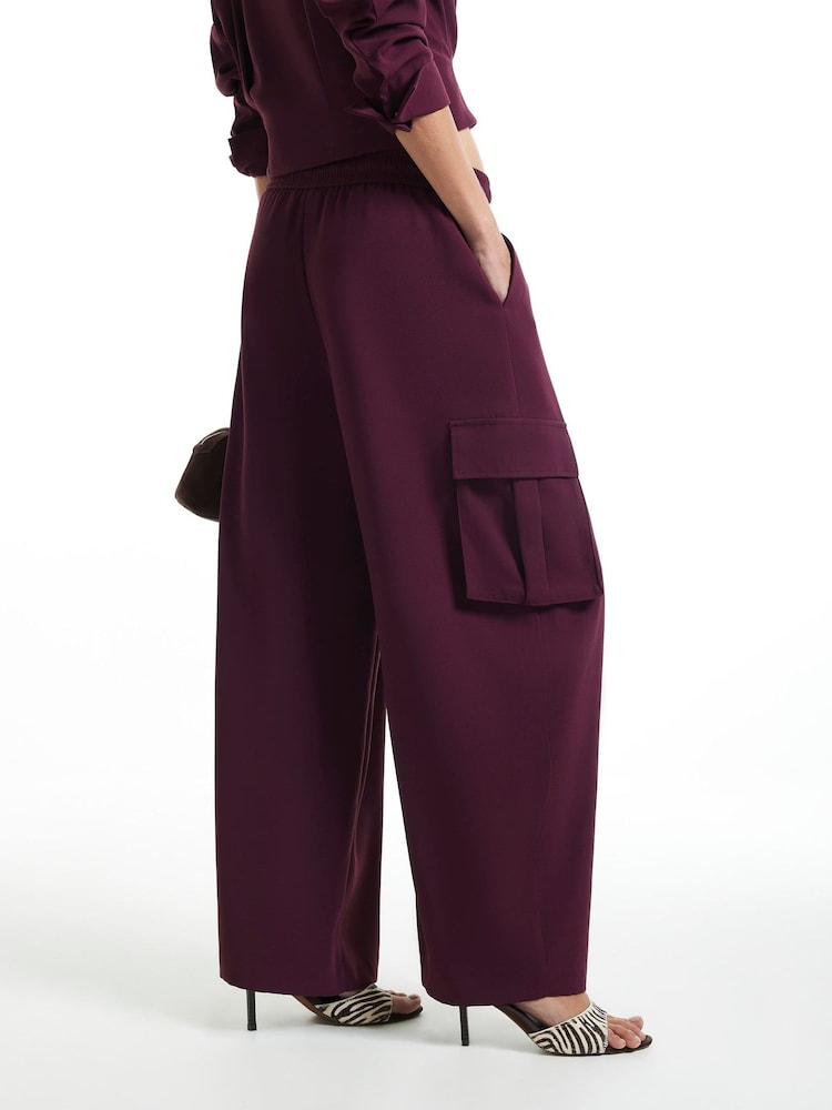 River Island Purple Elastic Utility Barrel Leg Trousers - Image 4 of 4