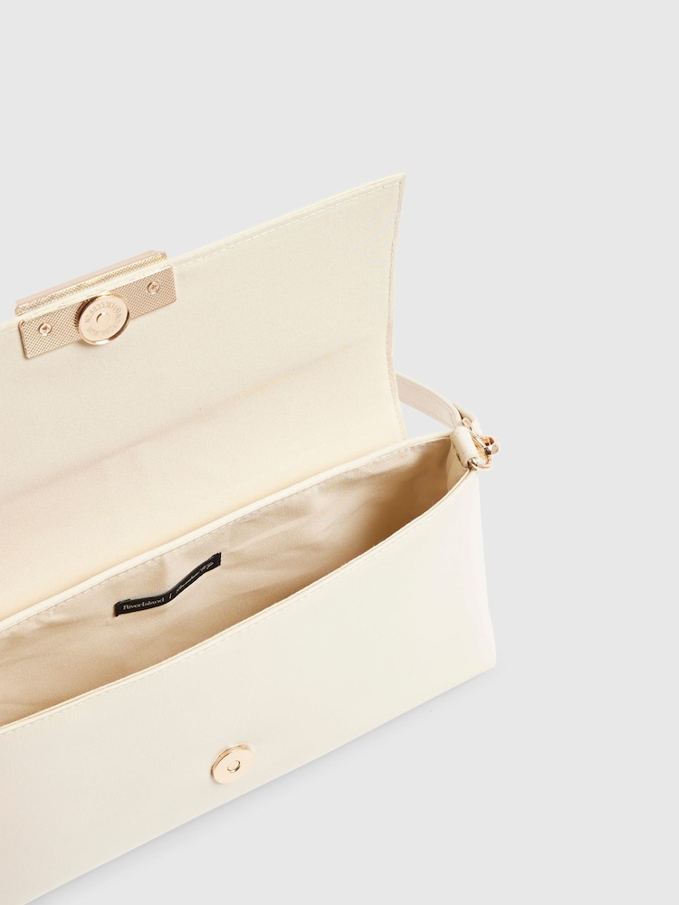 River Island Cream Bar Flap Over Clutch Bag - Image 5 of 5