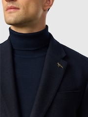 Ted Baker Tailoring Blue Fit Navy Flannel Twill Blazer - Image 4 of 5