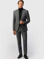Ted Baker Tailoring Grey Slim Fit Hopsack Check Jacket - Image 4 of 6