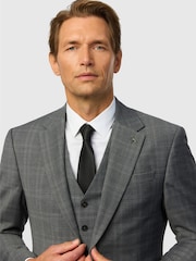 Ted Baker Tailoring Grey Slim Fit Hopsack Check Jacket - Image 6 of 6