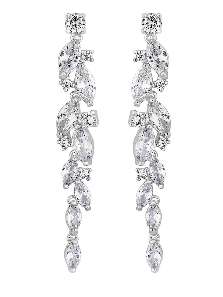 Jon Richard Silver Plated Clear Navette Charlotte Drop Earring - Image 1 of 2