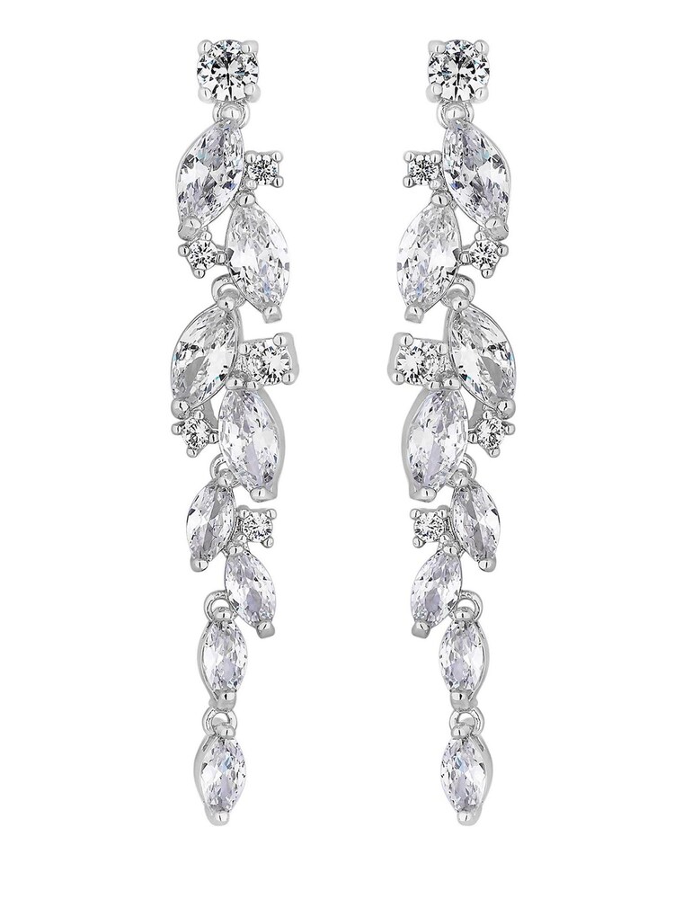 Jon Richard Silver Plated Clear Navette Charlotte Drop Earring - Image 1 of 2 Jon Richard Silver Plated Clear Navette Charlotte Drop Earring - Image 1 of 2
