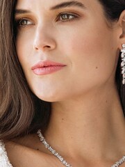 Jon Richard Silver Plated Clear Navette Charlotte Drop Earring - Image 2 of 2