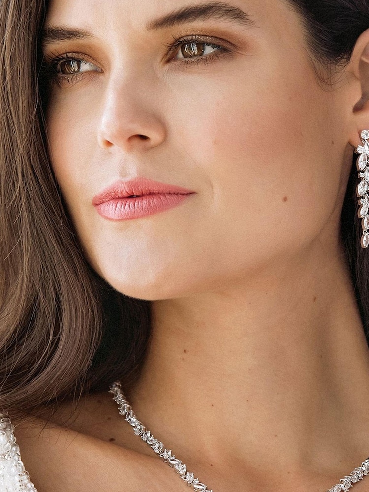 Jon Richard Silver Plated Clear Navette Charlotte Drop Earring - Image 2 of 2