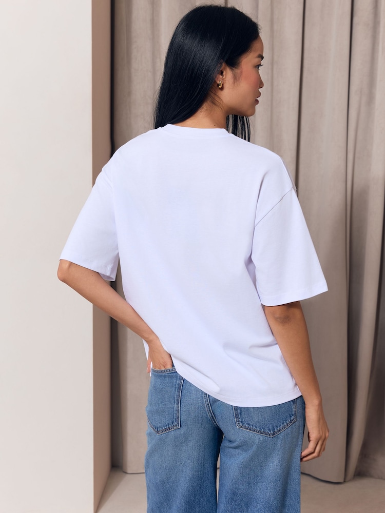 Lipsy White Wildheart Print Oversized T-Shirt - Image 5 of 5 Lipsy White Wildheart Print Oversized T-Shirt - Image 5 of 5