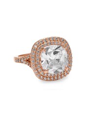 Jon Richard Rose Gold Plated Double Halo Square Cocktail Ring - Image 1 of 1