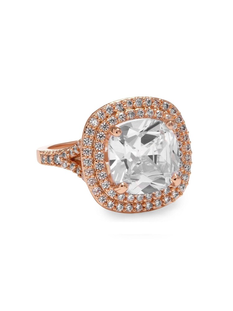 Jon Richard Rose Gold Plated Double Halo Square Cocktail Ring - Image 1 of 1