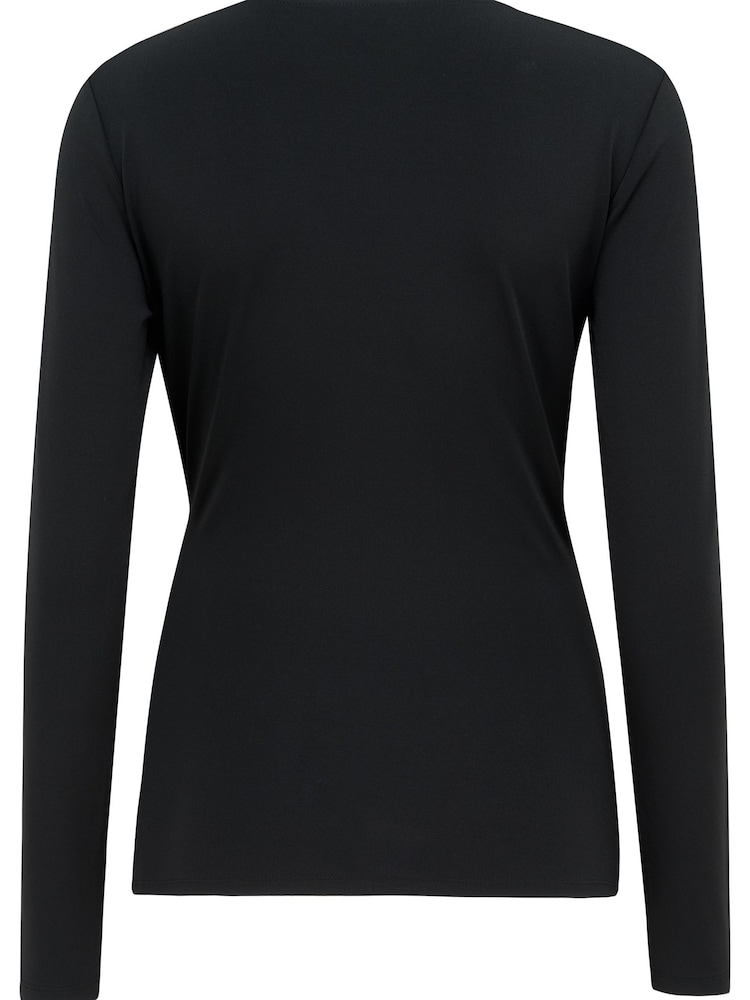 Pour Moi Black Bryony Slinky Recycled Jersey Wrap Top - Image 5 of 5