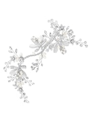 Jon Richard Silver Plated Silver Painted Leaves And Crystal Bead Dogclip - Gift Pouch - Image 1 of 2