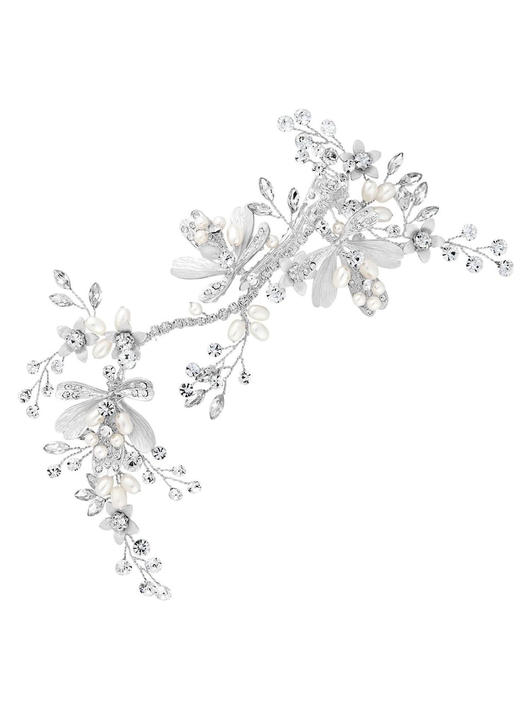 Jon Richard Silver Plated Silver Painted Leaves And Crystal Bead Dogclip - Gift Pouch - Image 1 of 2
