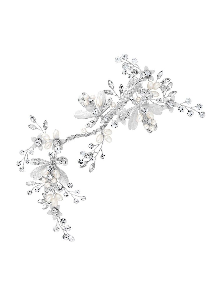 Jon Richard Silver Plated Silver Painted Leaves And Crystal Bead Dogclip - Gift Pouch - Image 3 of 3