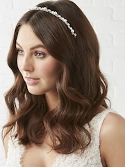 Jon Richard Silver Plated Silver Plated Clear Crystal Poppy Pearl And Crystal Bead Headband - Gift Pouch - Image 3 of 3