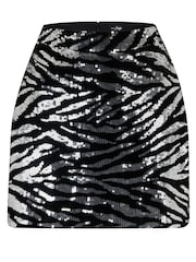 Zebramuster, Schwarz - Pour Moi Selena Minirock aus Samt mit Pailletten - Bild 5 von 5