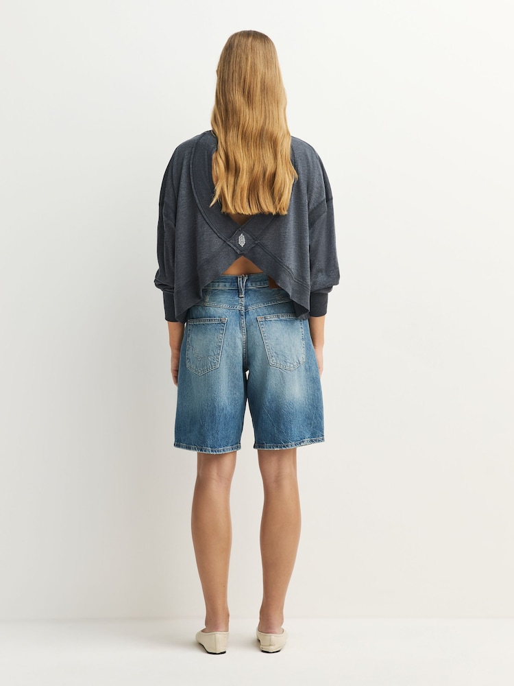 Azul - Pantalones cortos hasta la rodilla Montana de Free People - Imagen 2 de 7