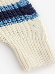 Free People White Frankie Cable Knit Striped Jumper - Image 5 of 6