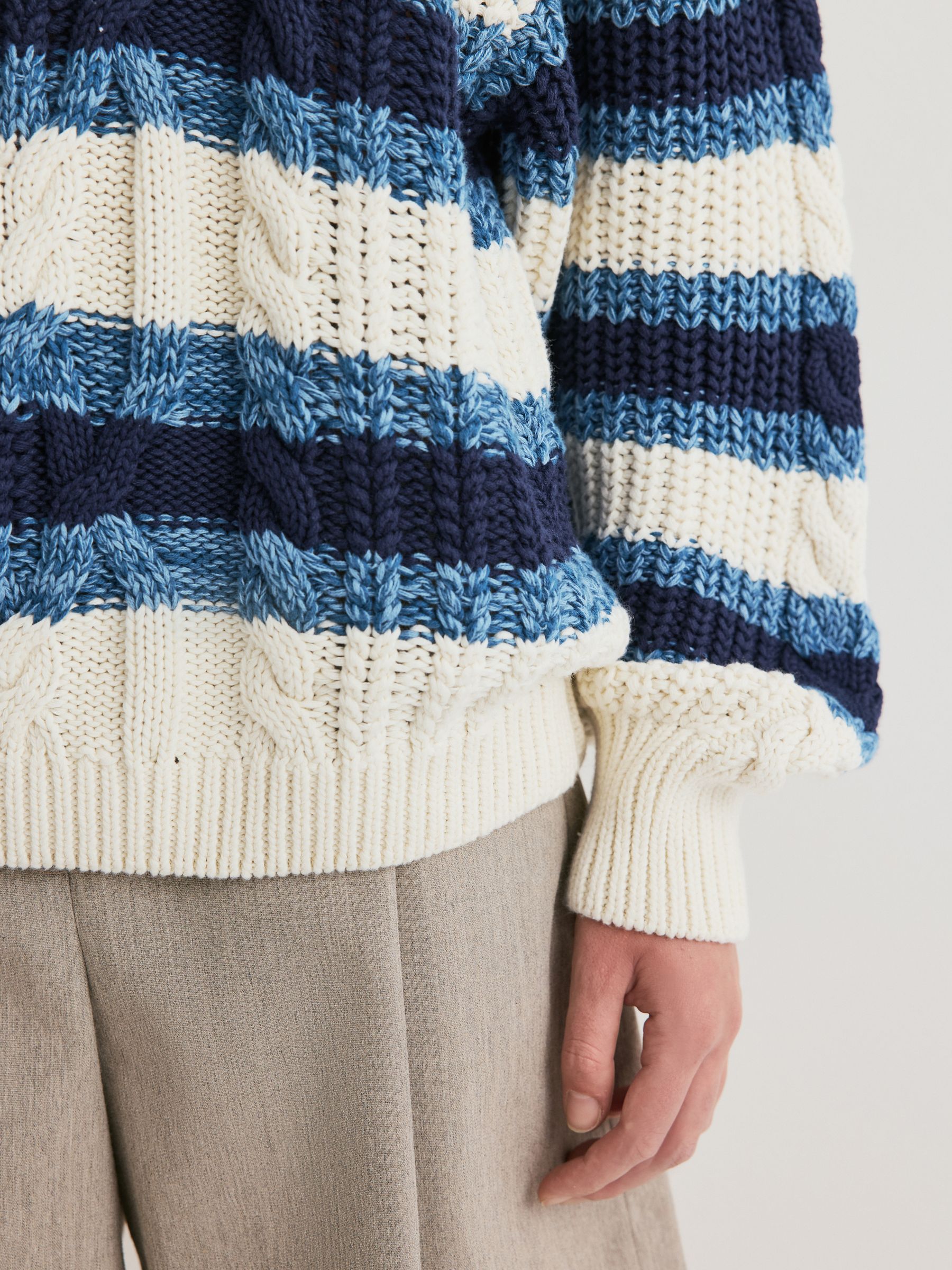 Buy Free People White Frankie Cable Knit Striped Jumper from Next USA