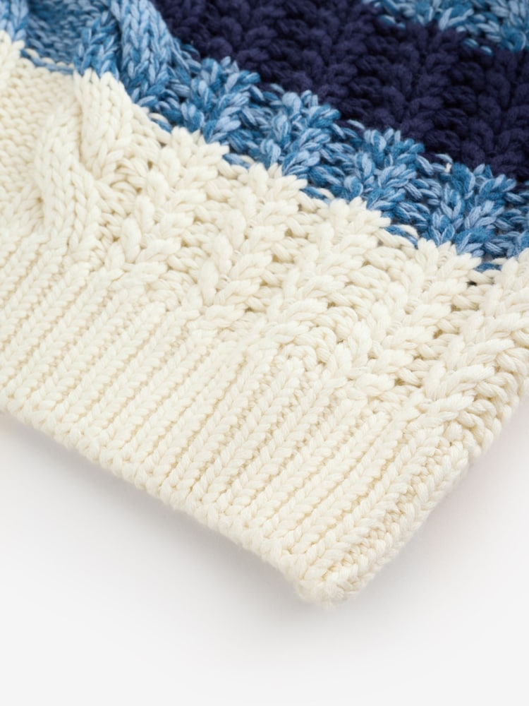 Free People White Frankie Cable Knit Striped Jumper - Image 6 of 6