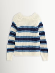 Free People White Frankie Cable Knit Striped Jumper - Image 7 of 11