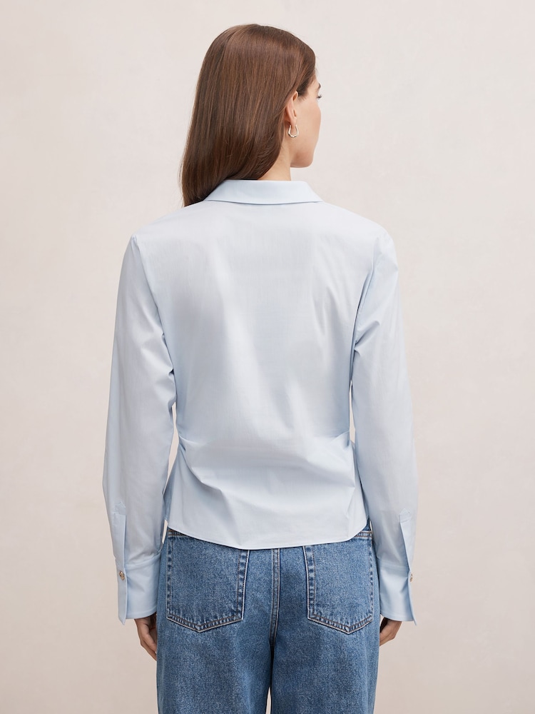 Forever New Blue Ainsley Gathered Shirt - Image 2 of 5 Forever New Blue Ainsley Gathered Shirt - Image 2 of 5