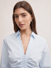 Forever New Blue Ainsley Gathered Shirt - Image 3 of 5