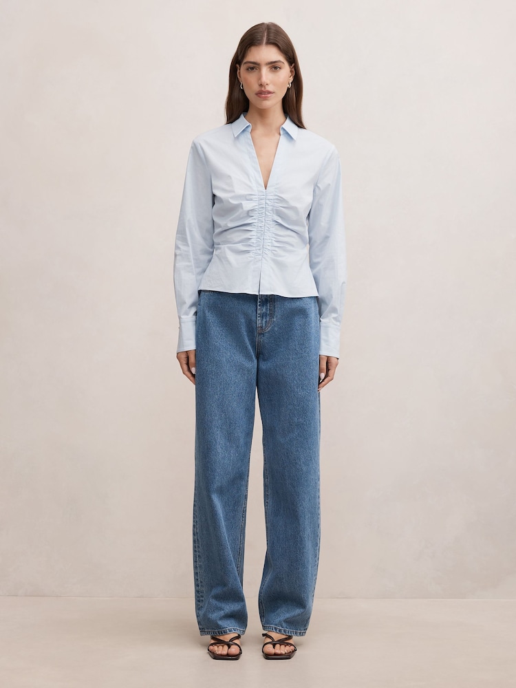 Forever New Blue Ainsley Gathered Shirt - Image 5 of 5 Forever New Blue Ainsley Gathered Shirt - Image 5 of 5