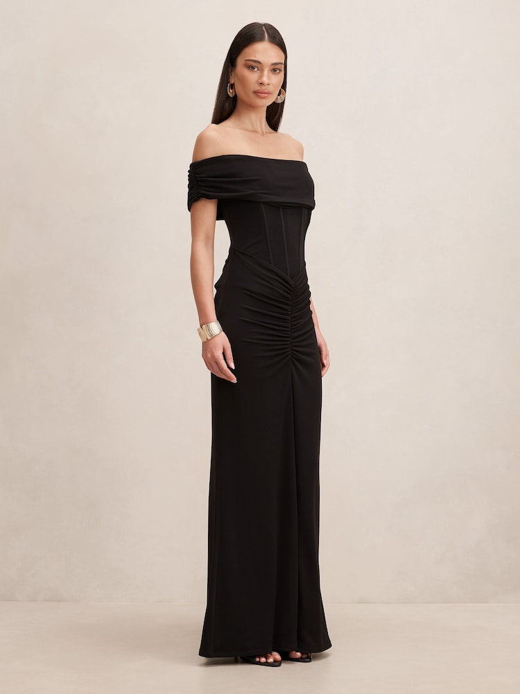 Forever New Ania Ruched Bardot Neck Maxi Dress - Bild 4 von 4 Forever New Ania Ruched Bardot Neck Maxi Dress - Bild 4 von 4