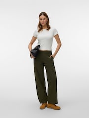 VERO MODA Green Wide Leg Cargo Trousers - Image 3 of 5