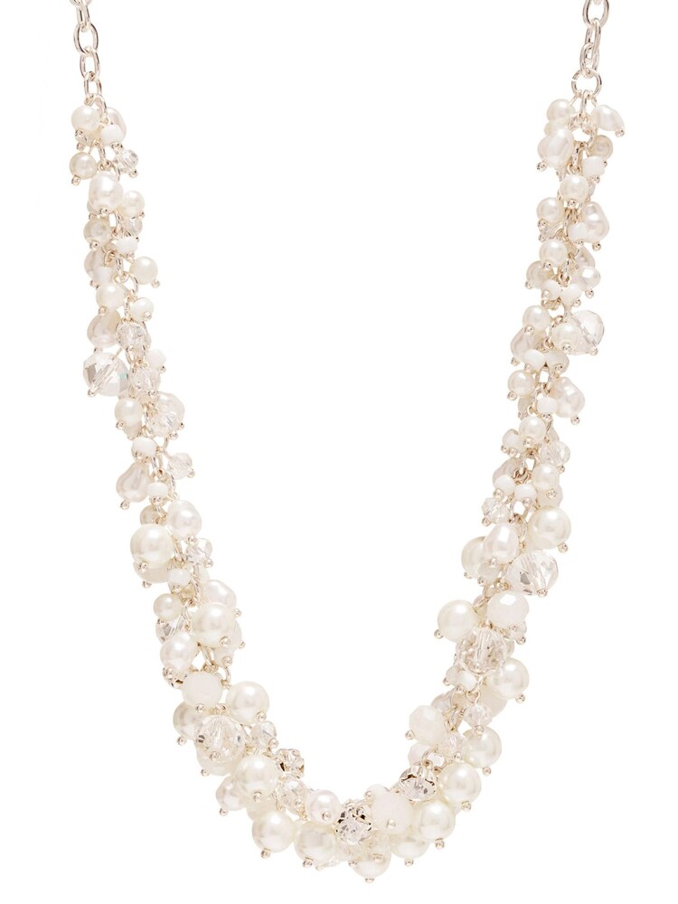 Mood Silver Plated Pearl And Bead Cluster Necklace - Image 1 of 2