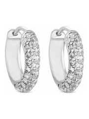 Simply Silver Sterling Silver 925 Cubic Zirconia Pave Hoop Earring - Image 1 of 3