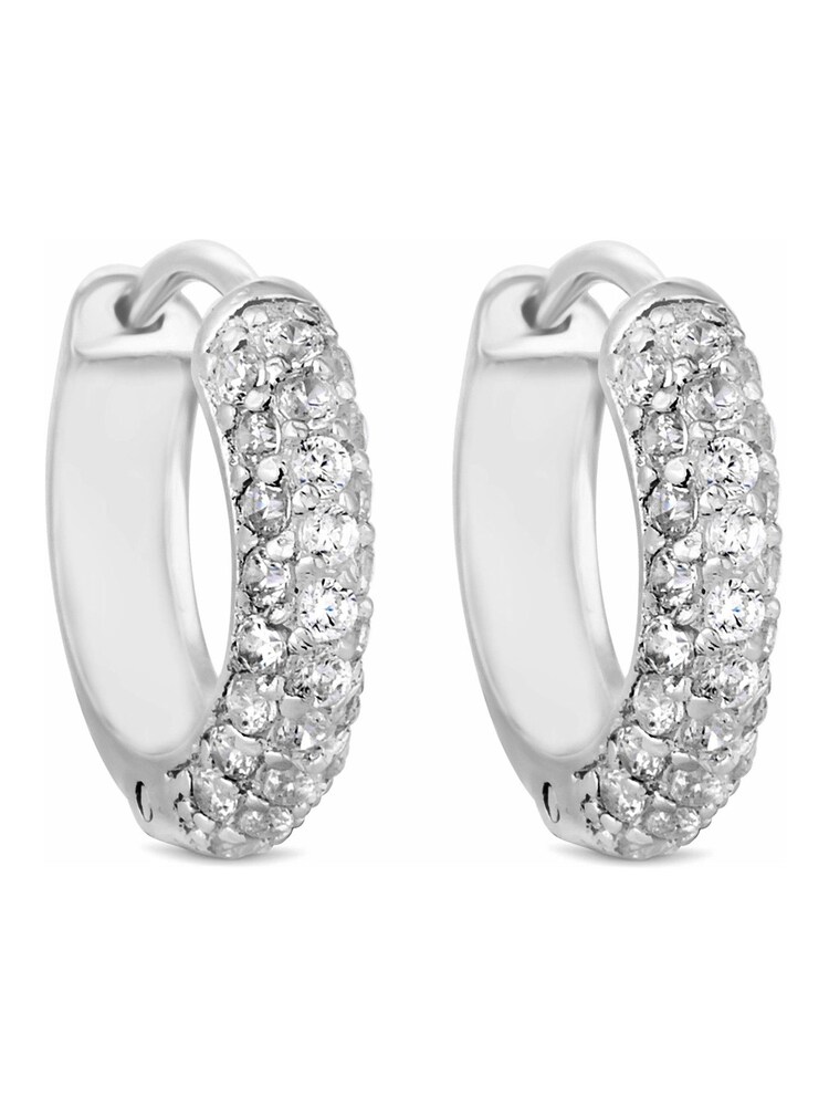 Simply Silver Sterling Silver 925 Cubic Zirconia Pave Hoop Earring - Image 1 of 3