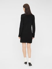 PIECES Black Long Sleeve V Neck Knitted Jumper Dress - Image 3 of 5