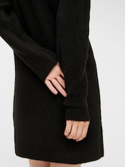 PIECES Black Long Sleeve V Neck Knitted Jumper Dress - Image 4 of 5