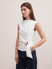 Forever New White Serena Hardware Detail Top - Image 4 of 5