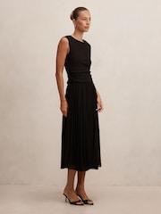 Forever New Black Emilia 2 in 1 Pleated Midi Dress - Image 4 of 4
