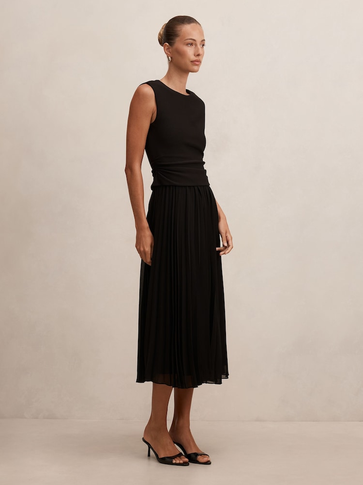 Forever New Black Emilia 2 in 1 Pleated Midi Dress - Image 4 of 4 Forever New Black Emilia 2 in 1 Pleated Midi Dress - Image 4 of 4