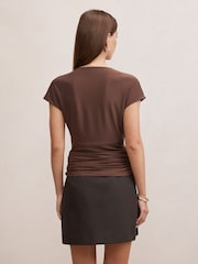 Forever New Brown Oakley V-Neck Drape Top - Image 2 of 5