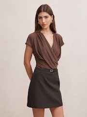 Forever New Brown Oakley V-Neck Drape Top - Image 4 of 5