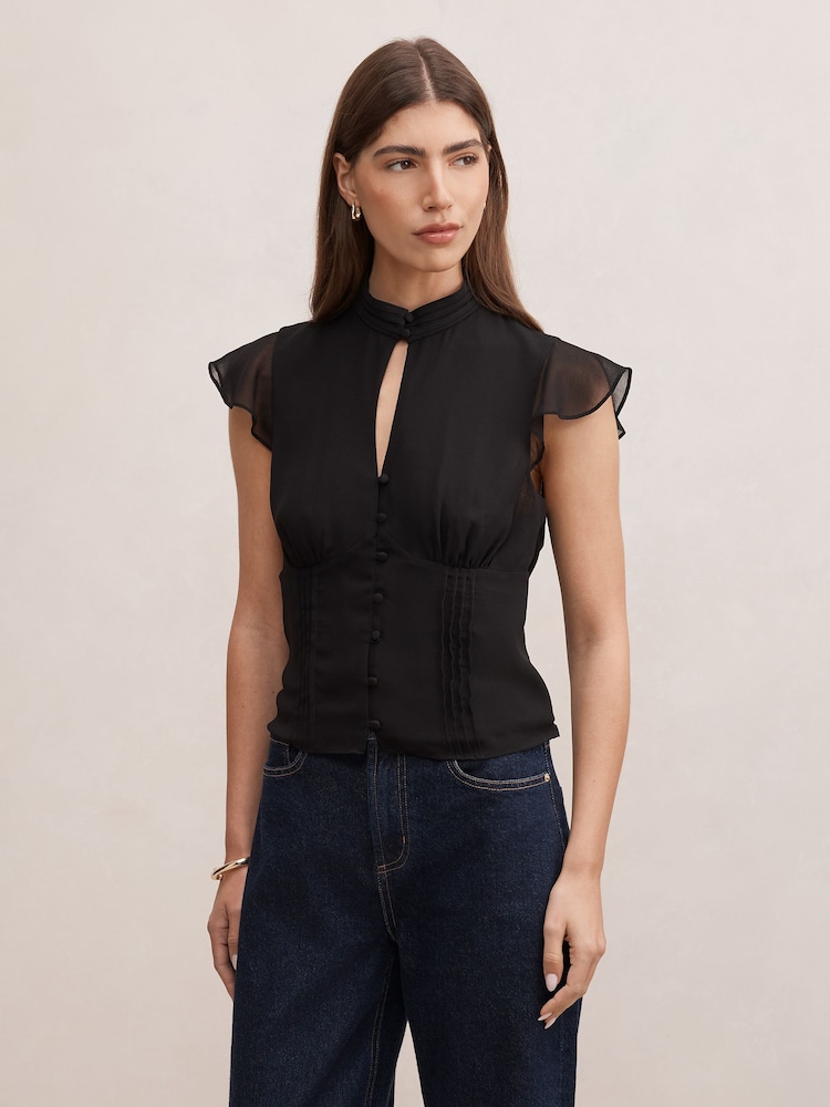 Forever New Black Eden Keyhole Blouse - Image 1 of 5 Forever New Black Eden Keyhole Blouse - Image 1 of 5