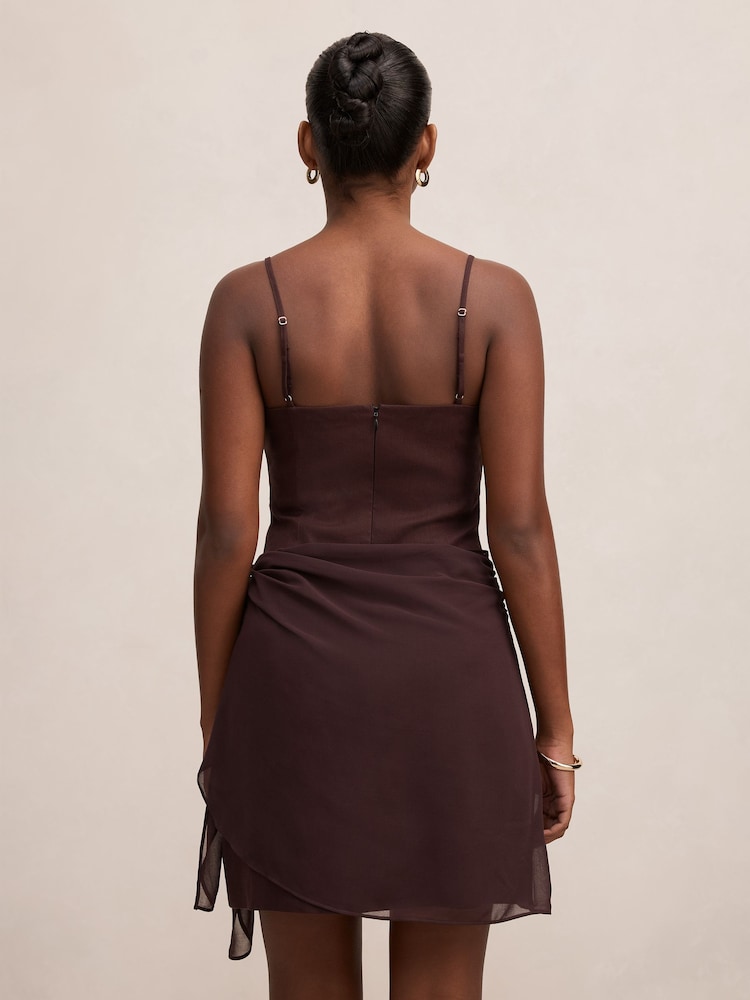Forever New Brown Sienna Petite Sarong Mini Dress Contains Linen - Image 2 of 5 Forever New Brown Sienna Petite Sarong Mini Dress Contains Linen - Image 2 of 5