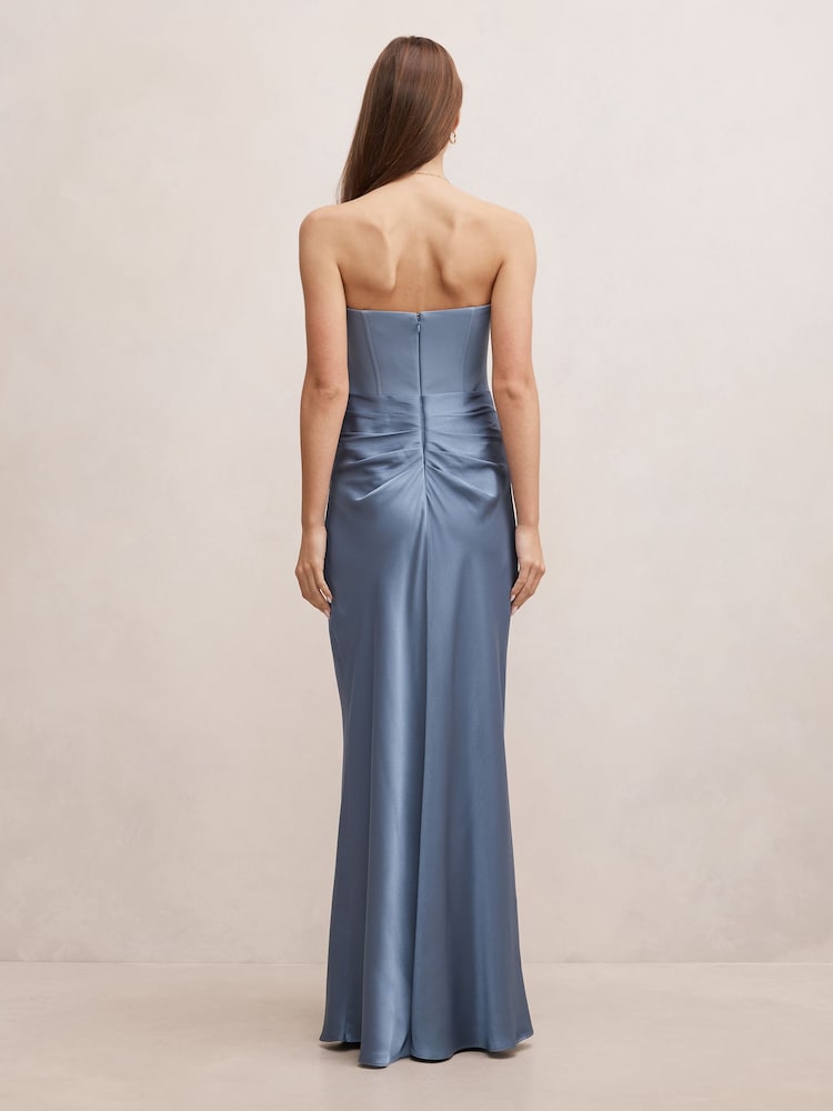 Forever New Blue Isra Drape Strapless Maxi Dress - Image 2 of 4 Forever New Blue Isra Drape Strapless Maxi Dress - Image 2 of 4