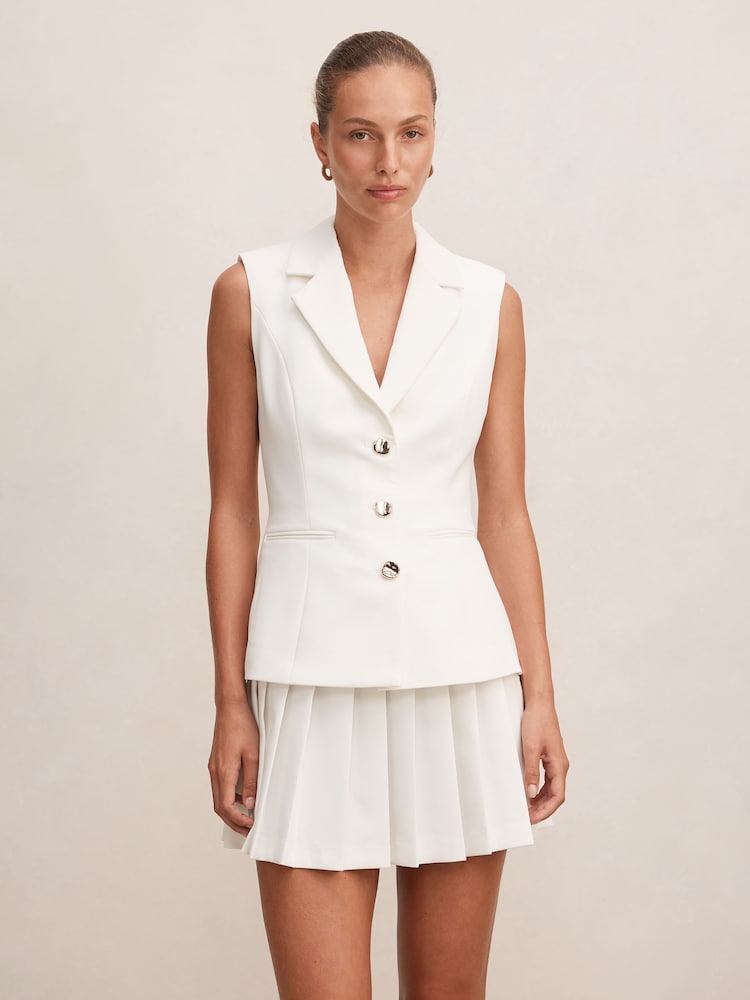 Forever New White Lucy Sleeveless Blazer Mini Dress - Image 1 of 5 Forever New White Lucy Sleeveless Blazer Mini Dress - Image 1 of 5