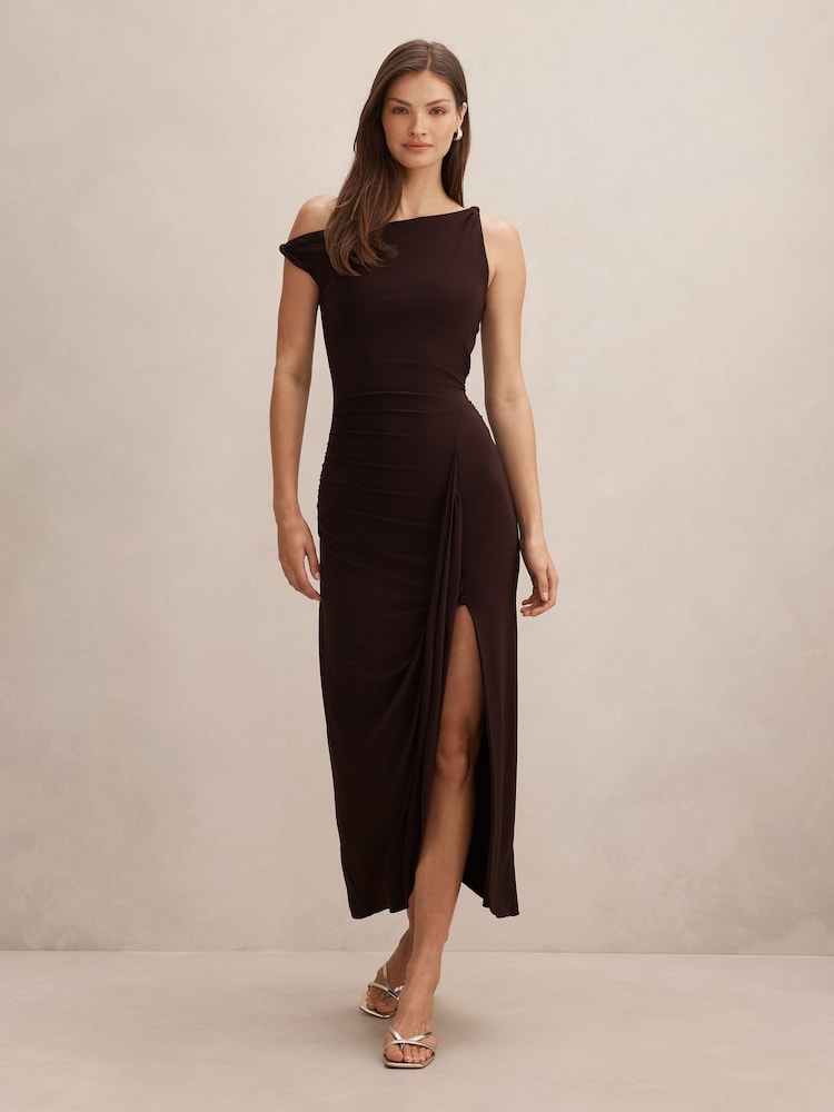 Forever New Brown Vicky Asymmetric Jersey Maxi Dress - Image 1 of 4 Forever New Brown Vicky Asymmetric Jersey Maxi Dress - Image 1 of 4