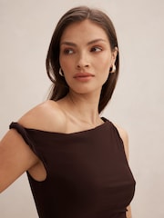 Forever New Brown Vicky Asymmetric Jersey Maxi Dress - Image 3 of 4
