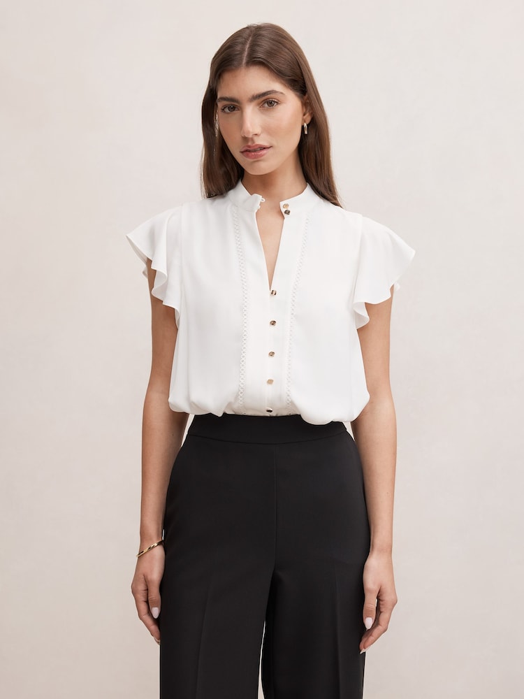 Forever New White Jennie Trim Detail Blouse - Image 1 of 5 Forever New White Jennie Trim Detail Blouse - Image 1 of 5