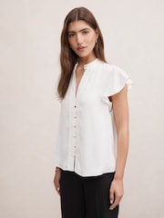 Forever New White Jennie Trim Detail Blouse - Image 4 of 5